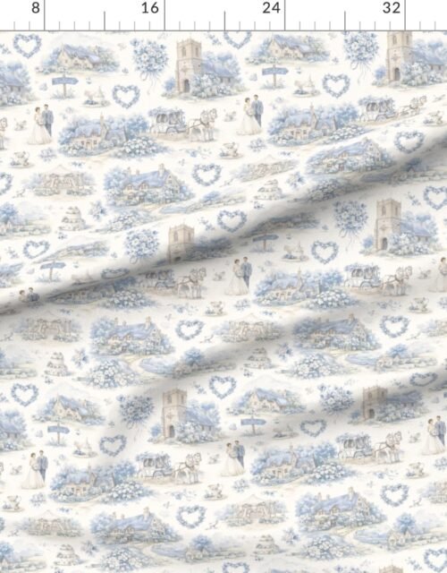 Blue English Village Wedding Toile Watercolor Pattern