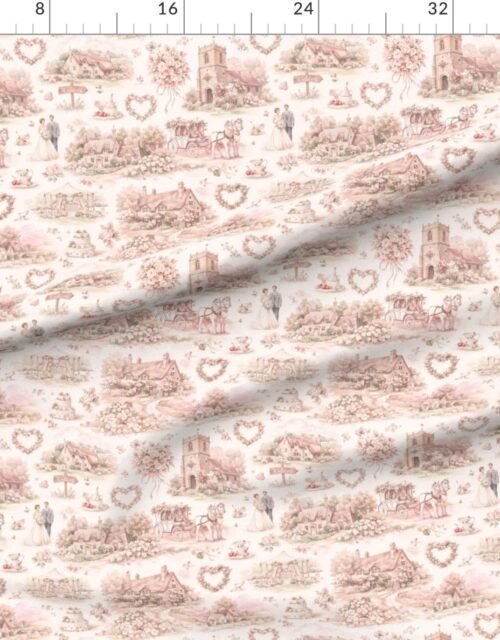 Blush Pink English Village Wedding Toile Watercolor Pattern