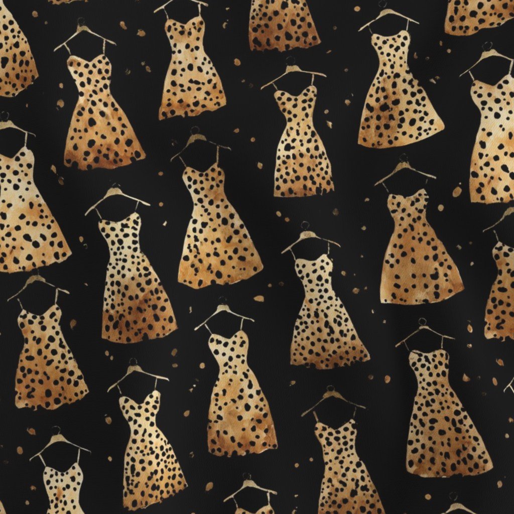 Watercolor Leopard Print Dresses on Black Background