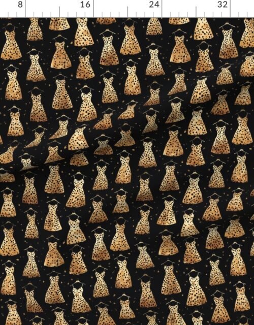 Watercolor Leopard Print Dresses on Black Background