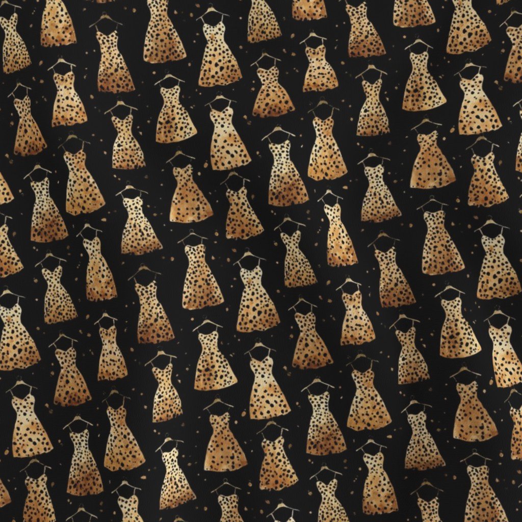 Small Watercolor Leopard Dress Pattern on Black