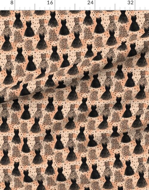 Fabric in Small Leopard Dress Fashion Pattern on Blush