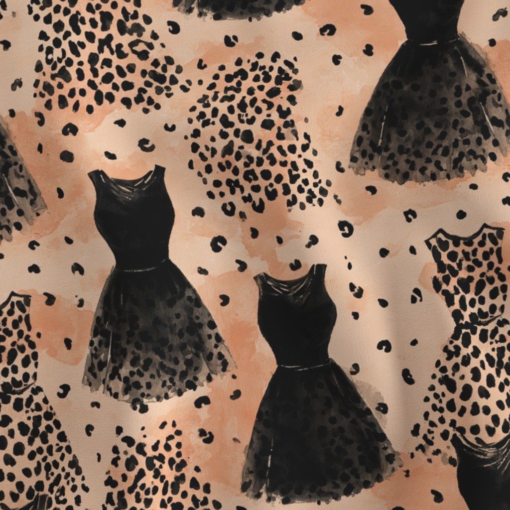 Leopard and Black Dress Fashion Pattern on Blush