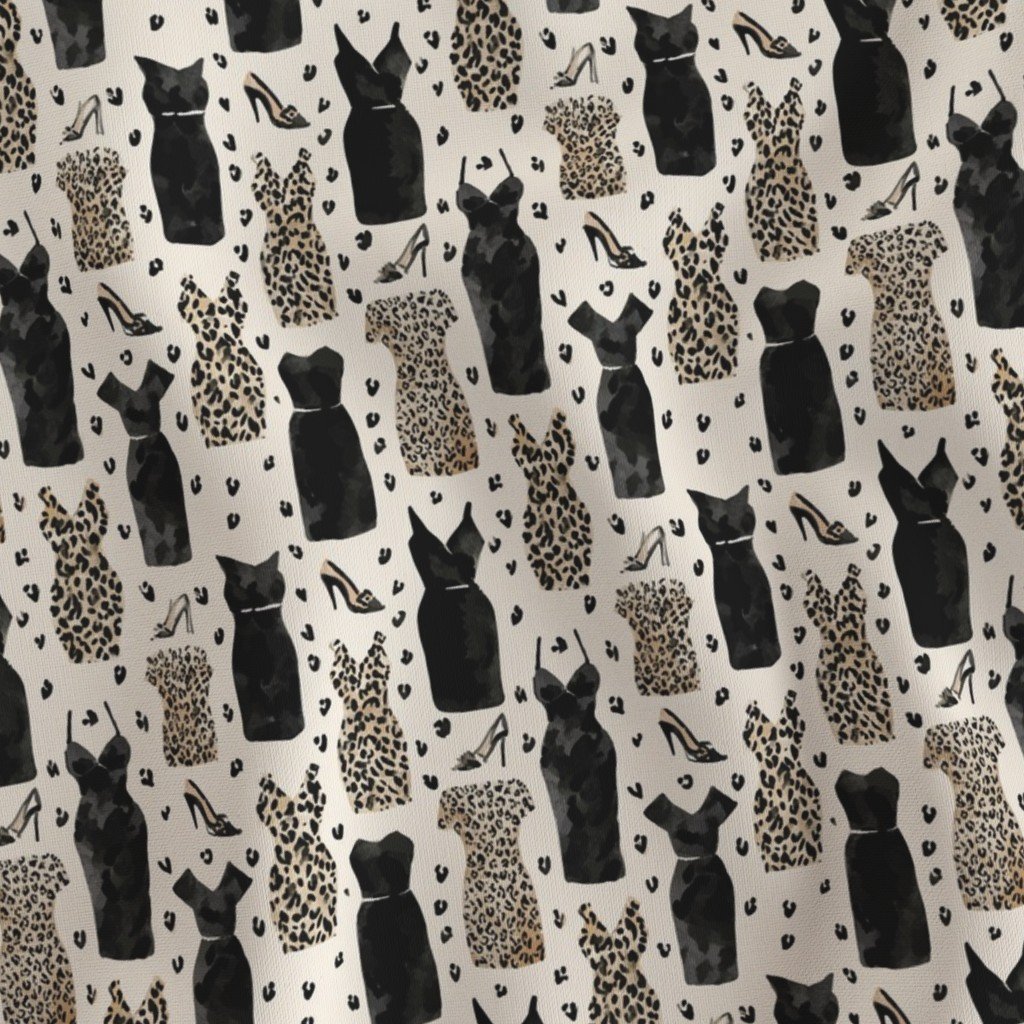 Small Leopard and Black Dress Fashion Pattern with Heels