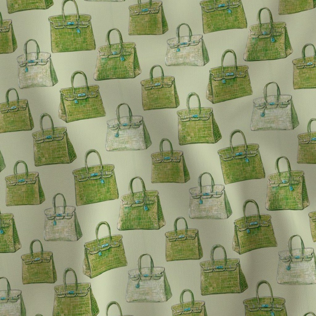 Gator Green Croc Texture Handbag Fashion Repeat Pattern