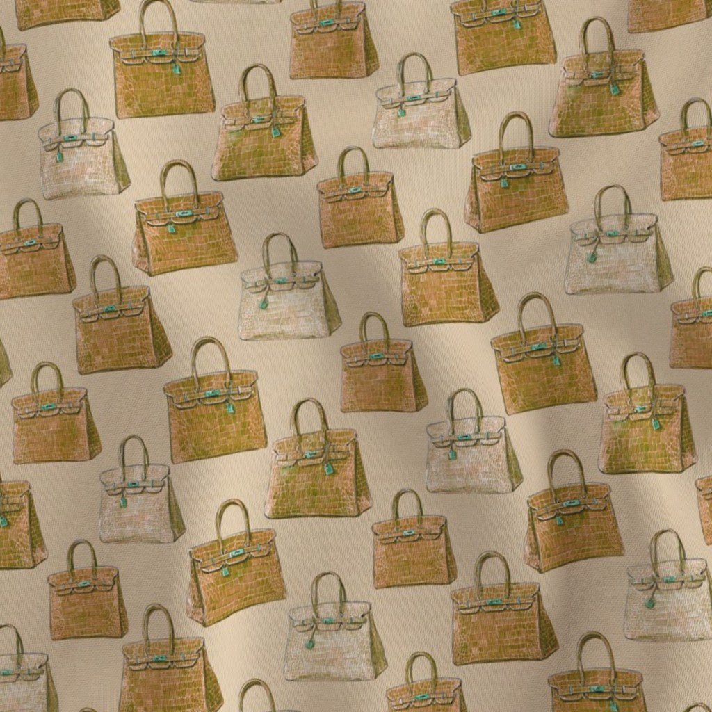 Golden Olive Croc Handbag Fashion Repeat Pattern