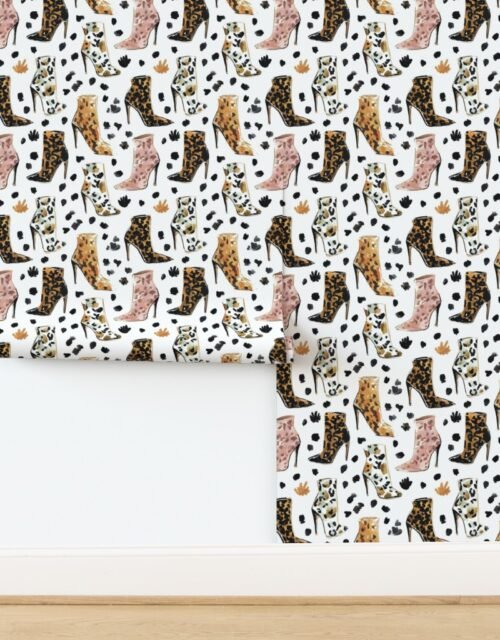 Lux Leopard Print High Heel Boots Fashion Pattern Wallpaper