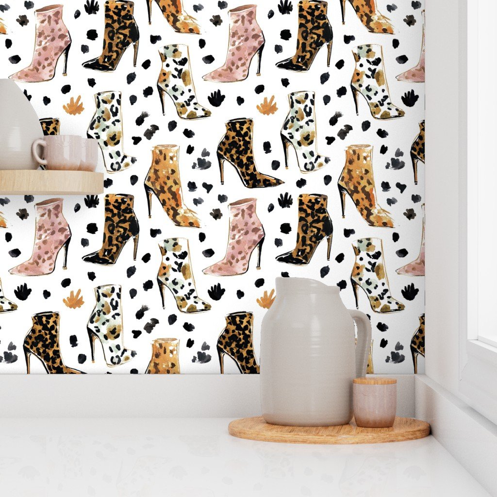 Lux Leopard Print High Heel Boots Fashion Pattern Wallpaper
