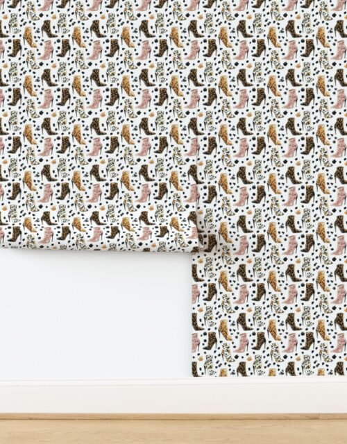 Small Leopard Print High Heel Boots Fashion Pattern Wallpaper