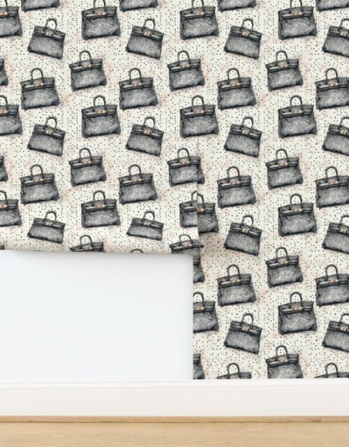 Luxury Python Handbag Repeat Pattern on Soft Blush Speckle Wallpaper