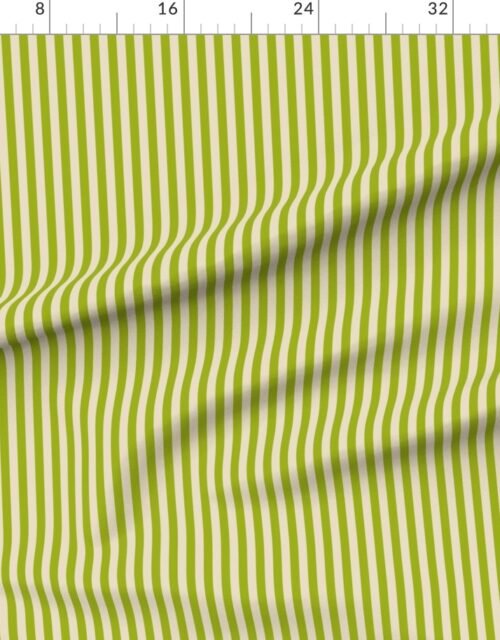 Heritage Stripe in Sickly Chartreuse on Soft Linen Cream 1/2 Inch