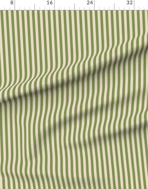 Heritage Stripe in Zombie Olive on Soft Linen Cream 1/2 Inch