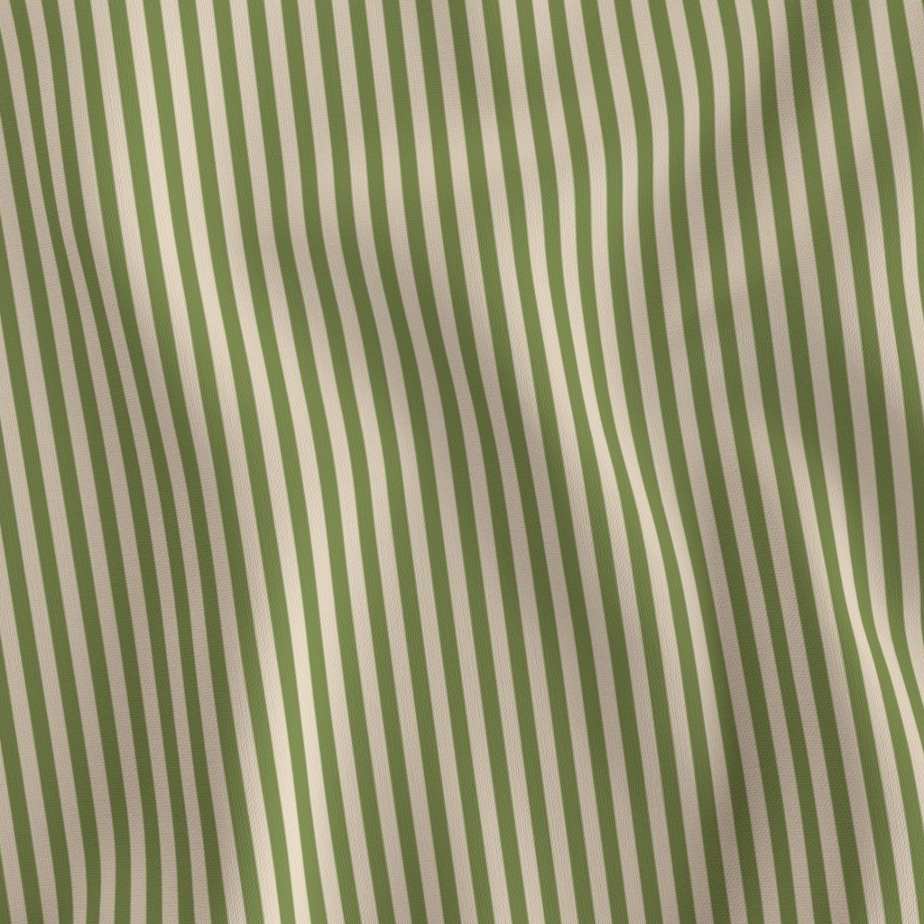 Classic Stripe in Zombie Olive on Soft Linen Cream 1/4 Inch