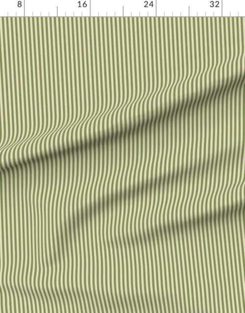 Classic Stripe in Zombie Olive on Soft Linen Cream 1/4 Inch