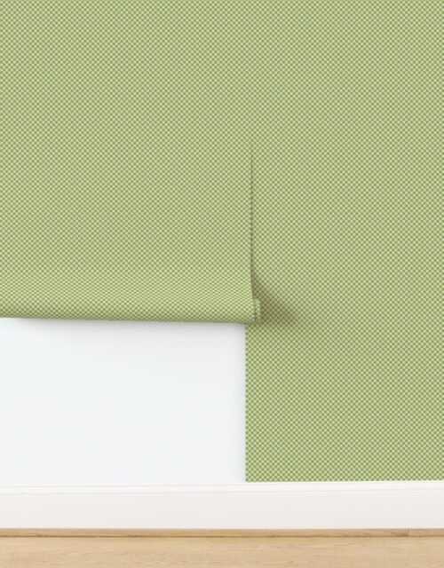 Classic Check in Hospital Wall Green on Soft Linen Cream 1/4 Inch Wallpaper
