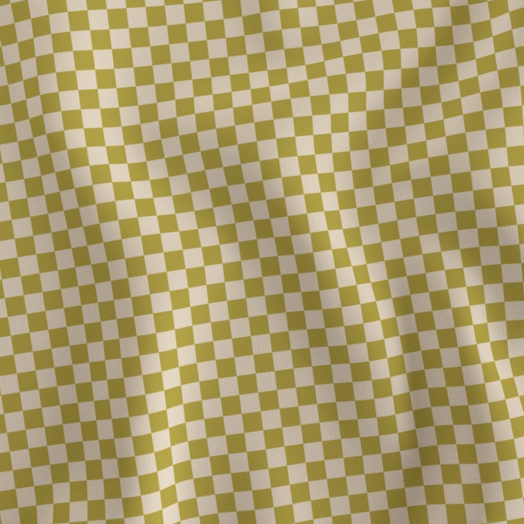 Heritage Check in Mustard Regret on Soft Linen Cream 1/2 Inch