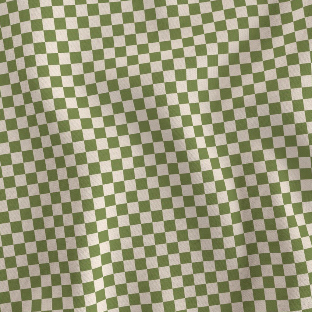 Heritage Check in Zombie Olive on Soft Linen Cream 1/2 Inch