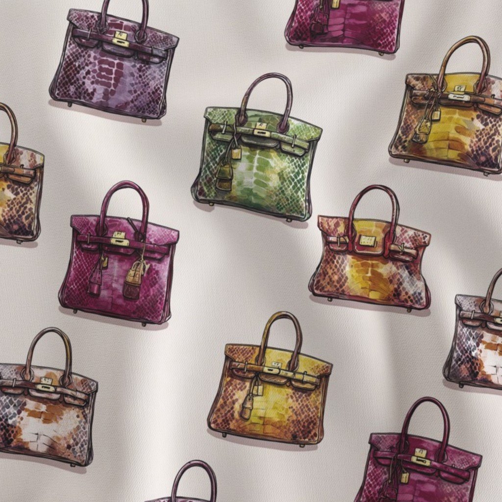 Luxury Handbag Motif in Cool Jewel Tones