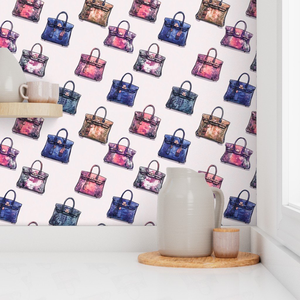 Luxury Handbag Motif in Warm Jewel Tones Wallpaper