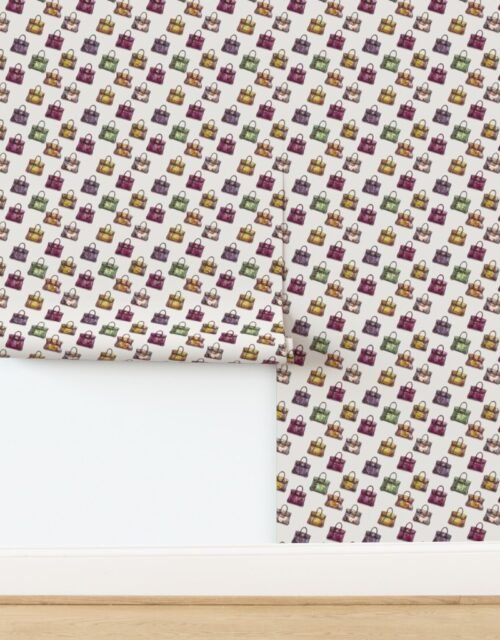 Small Scale Luxury Handbag Motif in Cool Jewel Tones Wallpaper