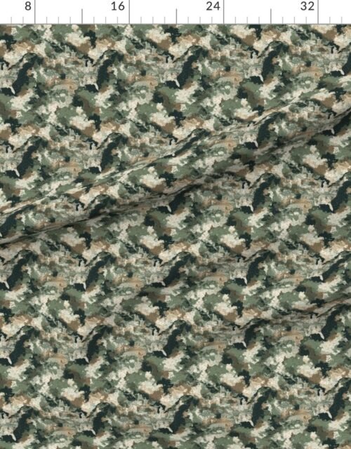 Small USA State Outline Camouflage Map Design in Earth Tone Green and Sand