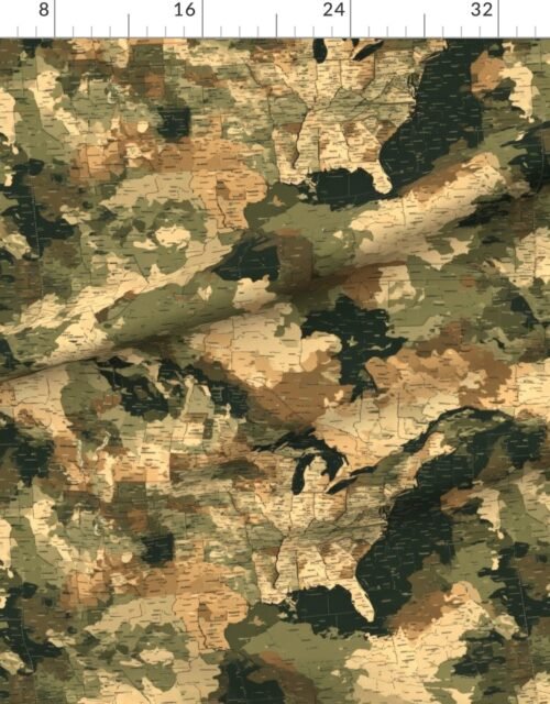 USA State Outline Camouflage in Sand and Deep Forest