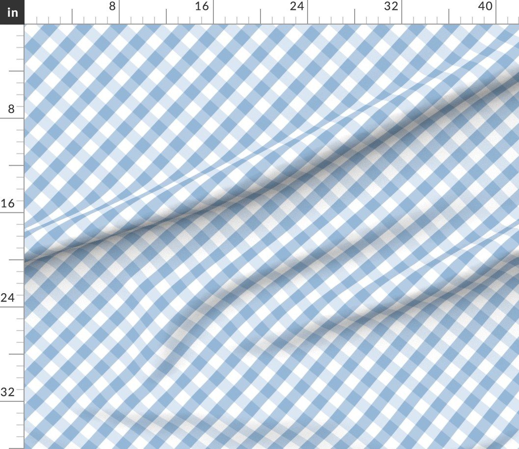 Fabric in 1 Inch Airy Blue Gingham Check Diagonal 45 Degree Fabric in 1 Inch Airy Blue Gingham Check Diagonal 45 Degree