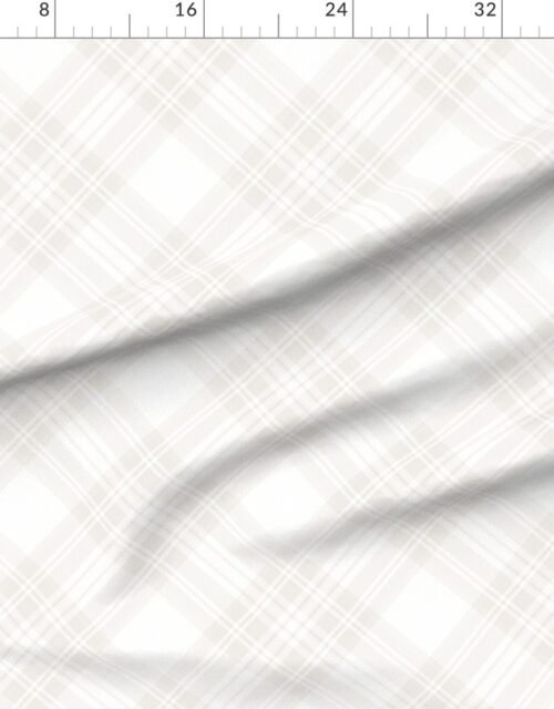 Soft Bone White Large Traditional Tartan Plaid Pattern Diagonal 45 Degree