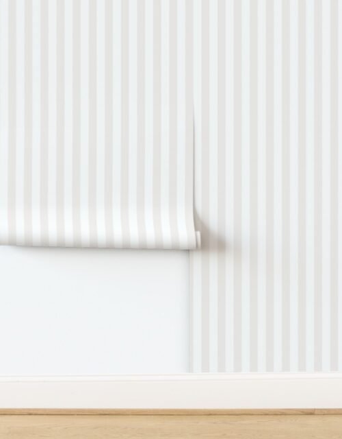 1 Inch Bone White Classic Stripe Pattern Wallpaper