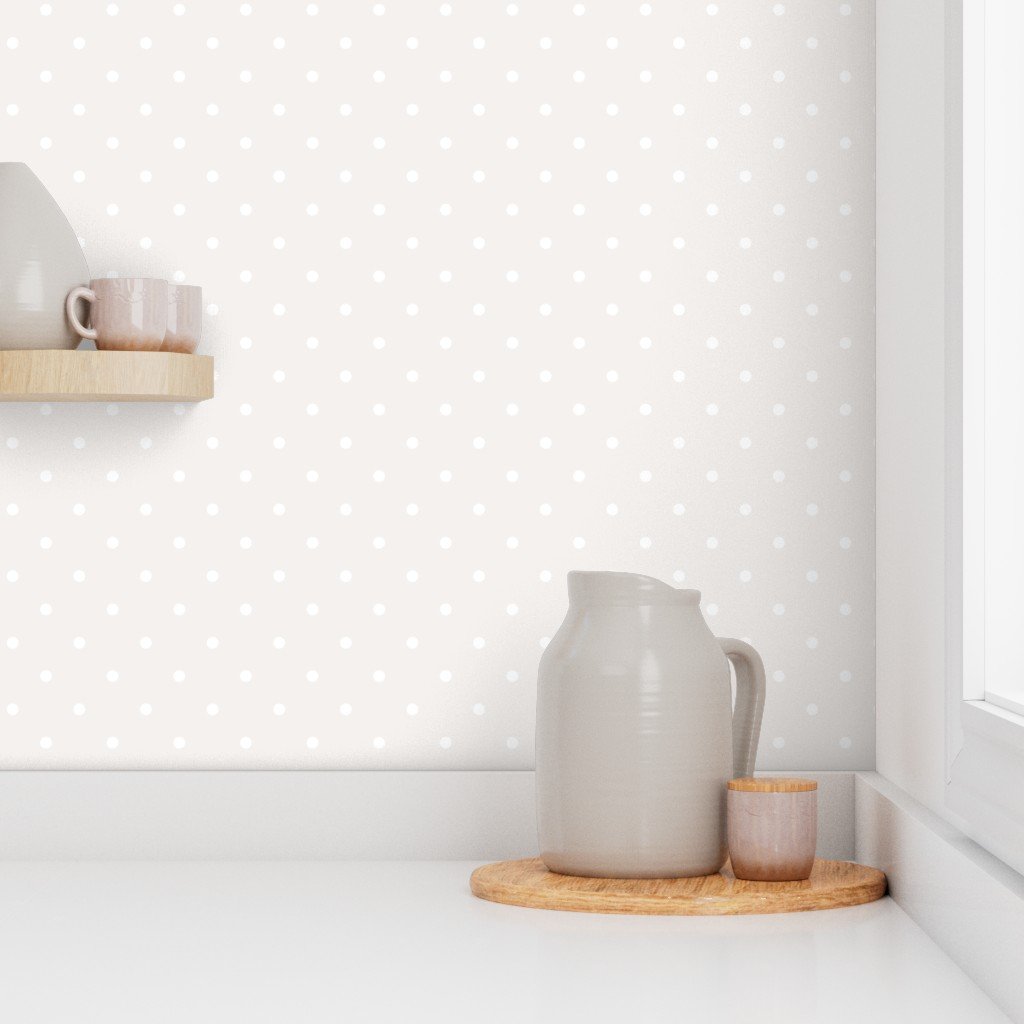 2 Inch Bone White Polka Dot Pattern Wallpaper