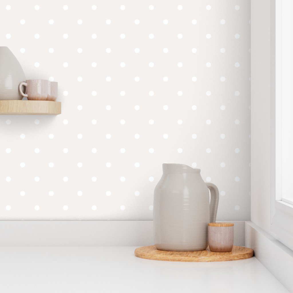 3 Inch Bone White Polka Dot Pattern Wallpaper
