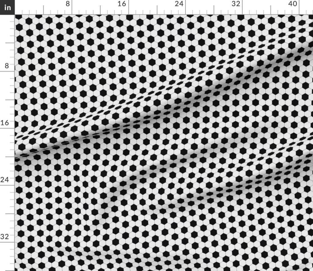 Mini Classic Soccer Football Hexagonal Black and White Seamless Print Fabric design