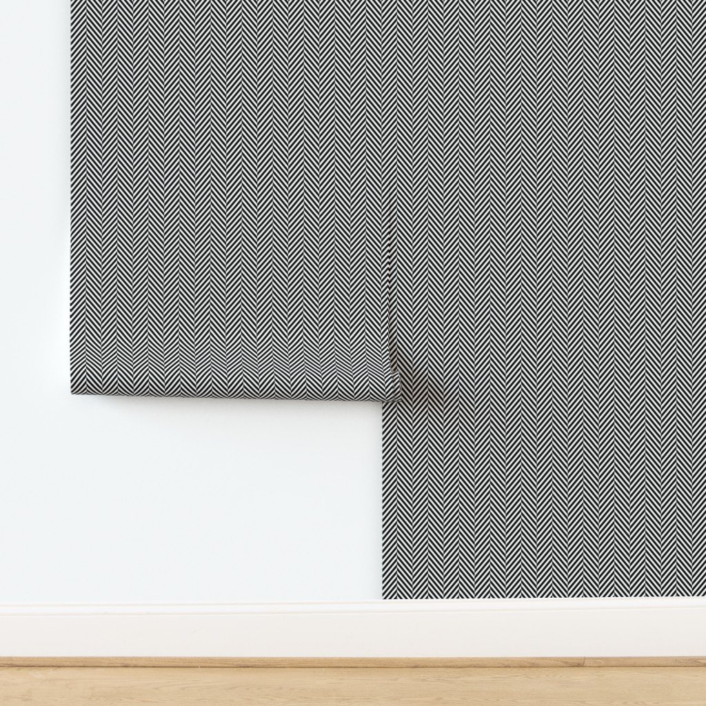 Small Black and White Herringbone Pattern Wallpaper design
