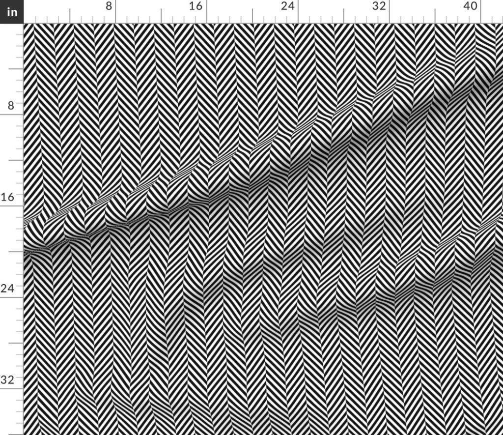 Small Black and White Herringbone Pattern Fabric design