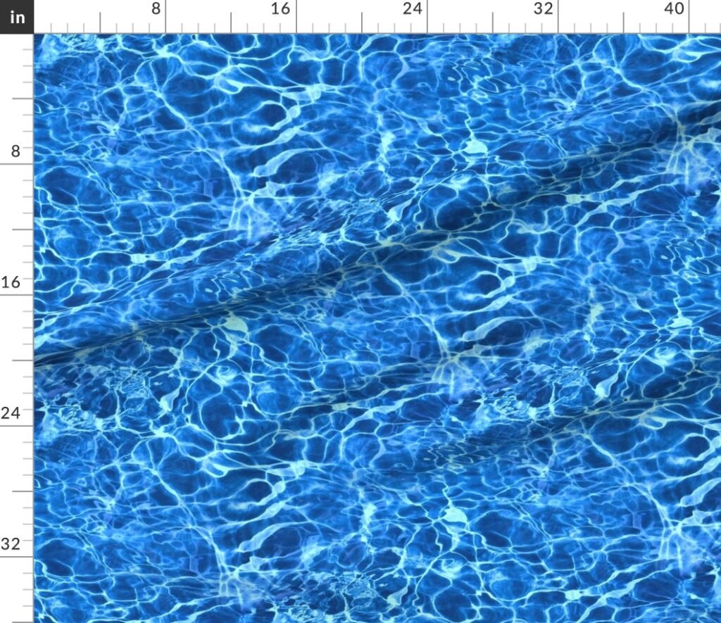 Blue Ripples in Wavy Water Fabric design