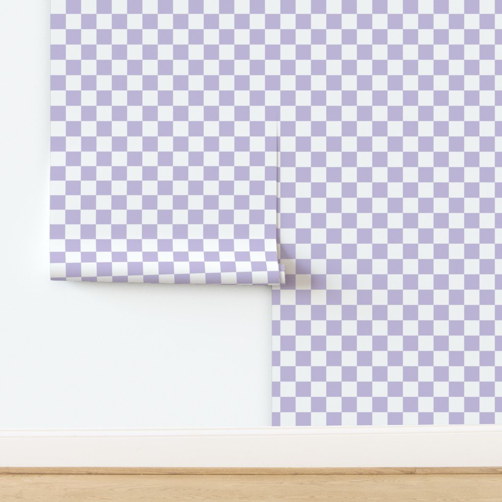 Two Inch Checks in Springtime Lavender and White Wallpaper design