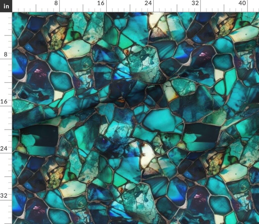 Green and Blue Seaglass 5 Fabric design