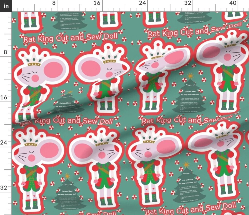Rat King Cut and Sew Nutcracker Doll Cut and Sew Holiday Project Fabric design