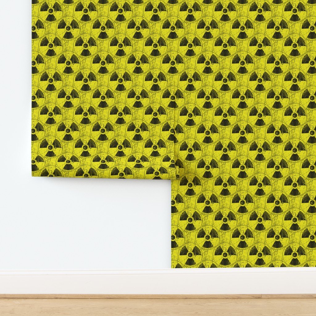 Yellow and Black Radioactive Hazmat Grunge Pattern Wallpaper design