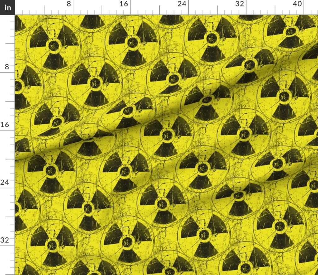 Yellow and Black Radioactive Hazmat Grunge Pattern Fabric design