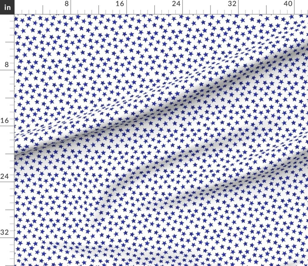 Small Faded Royal Blue Christmas Stars on White Fabric design