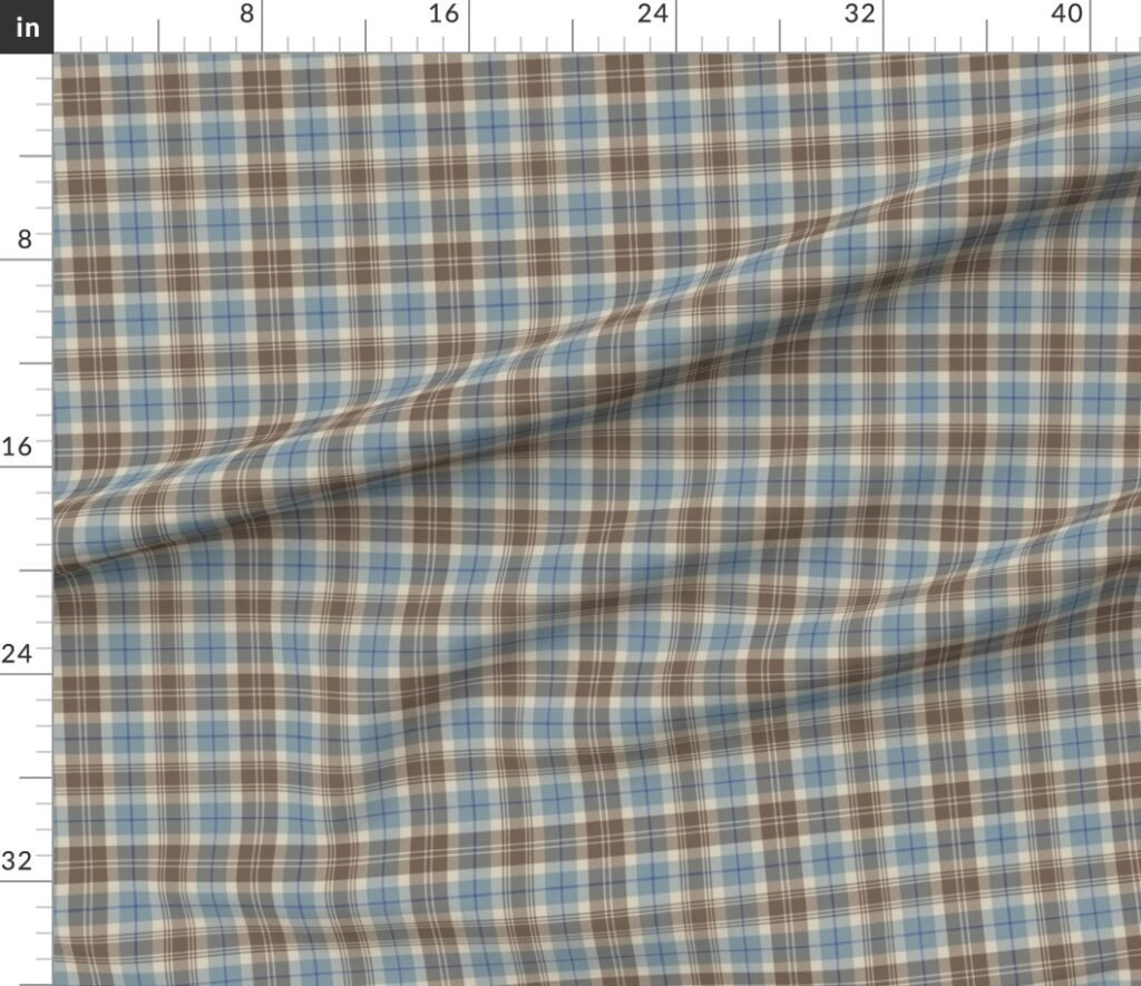 Cream with Beige and Blue French Provincial Tartan Fabric design