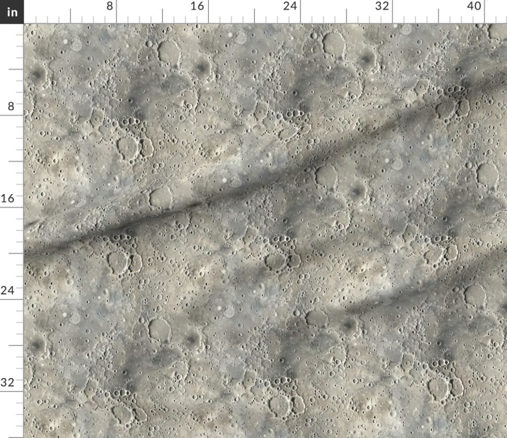Natural Grey Pocked Surface of the Moon Fabric design