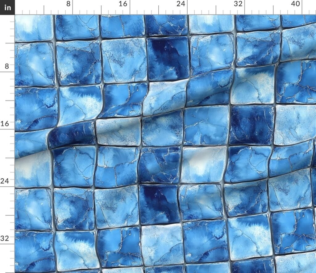 6 inch Blue Mosaic Tiles with Watercolor Effect for Pool or Bathroom Fab design