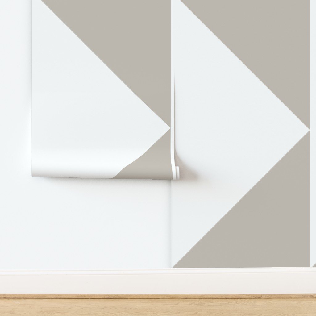 Bold Greige and White Oversized Geometric Triangle Wallpaper Wallpaper design