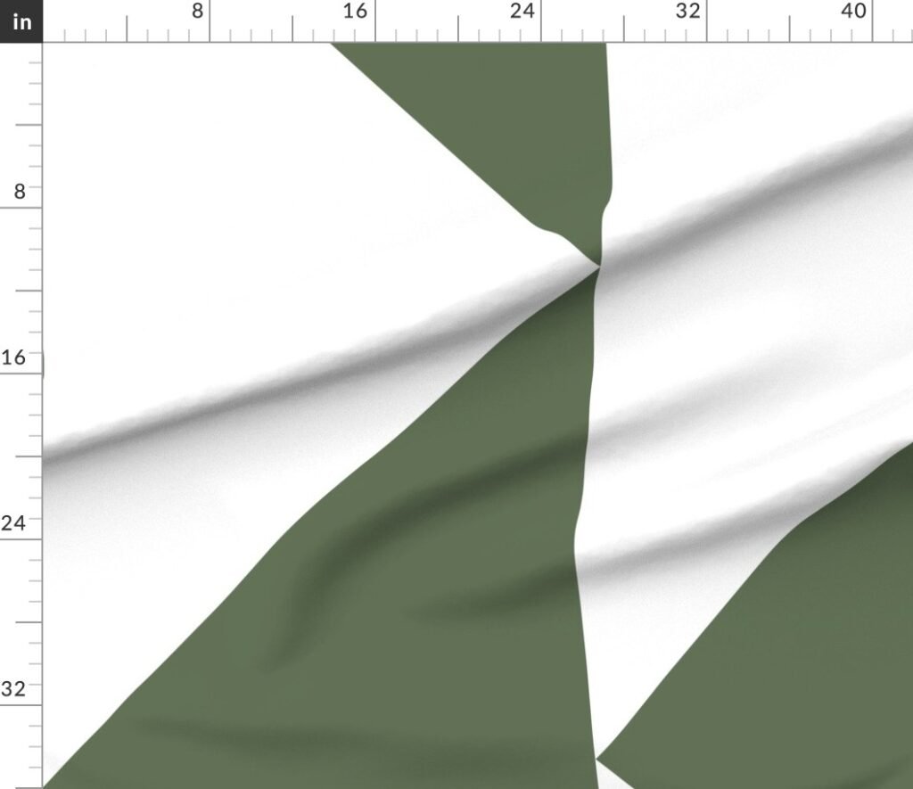 Bold Olive and White Oversized Geometric Triangle Fabric design