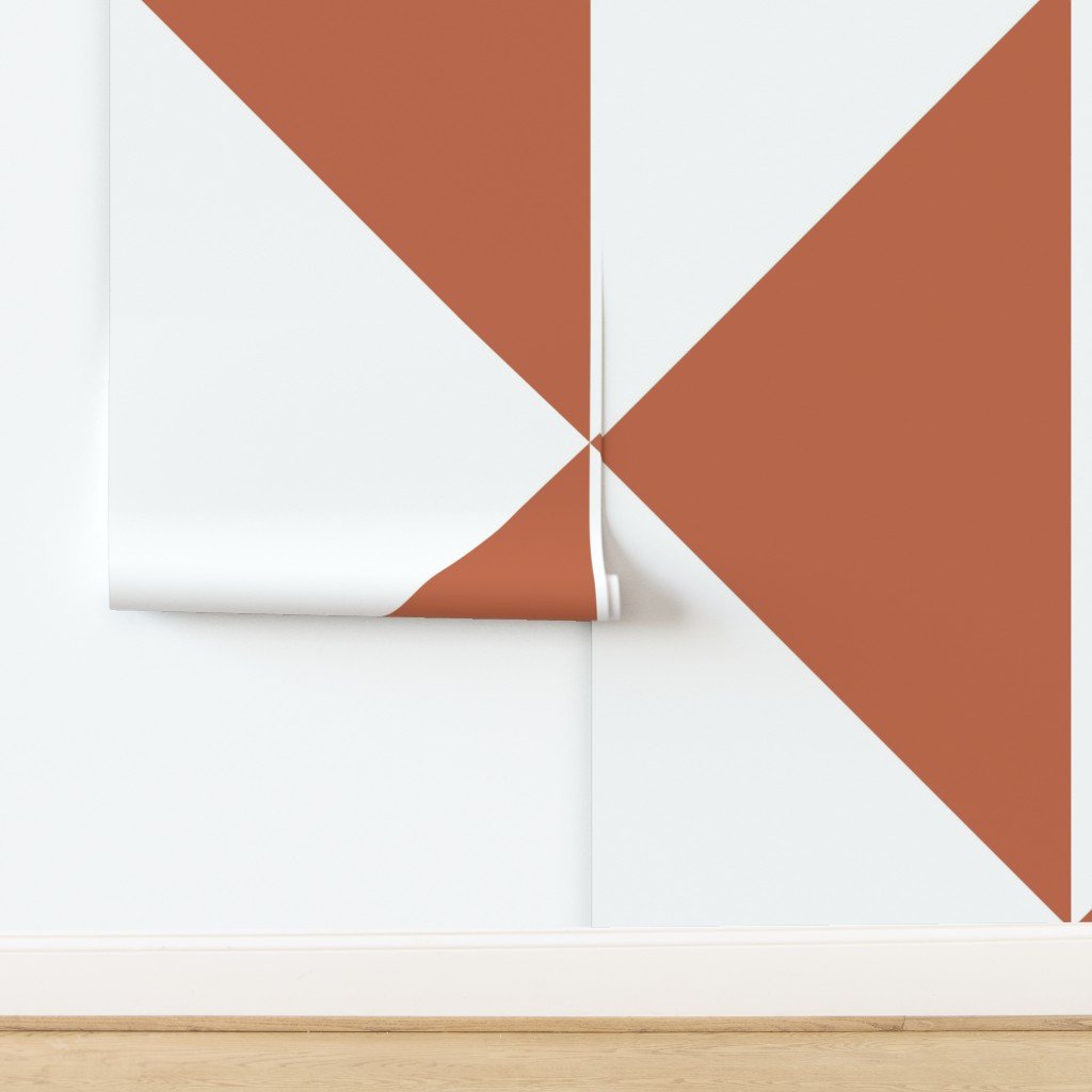 Bold Terracotta and White Oversized Geometric Diamond Wallpaper design