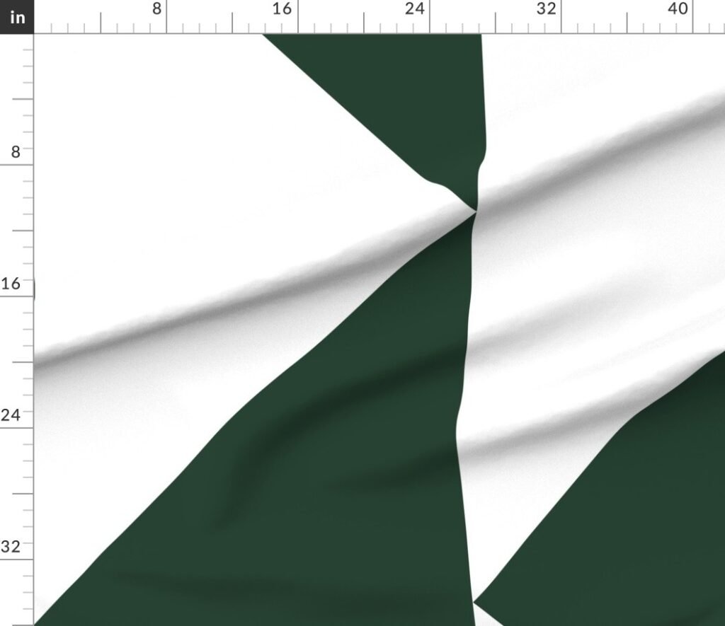 Bold Forest Green and White Oversized Geometric Triangle Fabric design