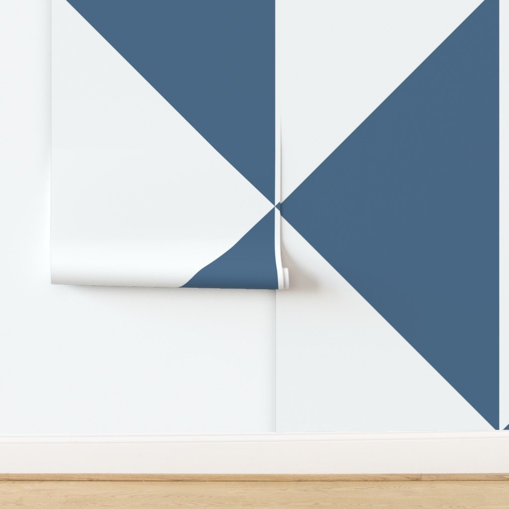Bold Slate Blue and White Oversized Geometric Diamond Wallpaper design