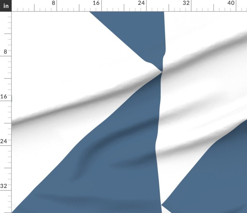 Bold Slate Blue and White Oversized Geometric Triangle Fabric design